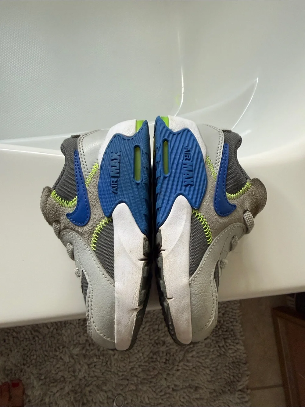 Nike Kids' Sneakers - Gray, Blue & Neon Yellow Accents